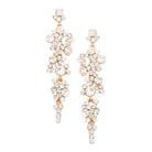 Rose Gold Pearl Crystal Rhinestone Vine Drop Evening Earrings. Get ready with these bright earrings, put on a pop of color to complete your ensemble. Perfect for adding just the right amount of shimmer & shine and a touch of class to special events. Perfect Birthday Gift, Anniversary Gift, Mother's Day Gift, Graduation Gift.