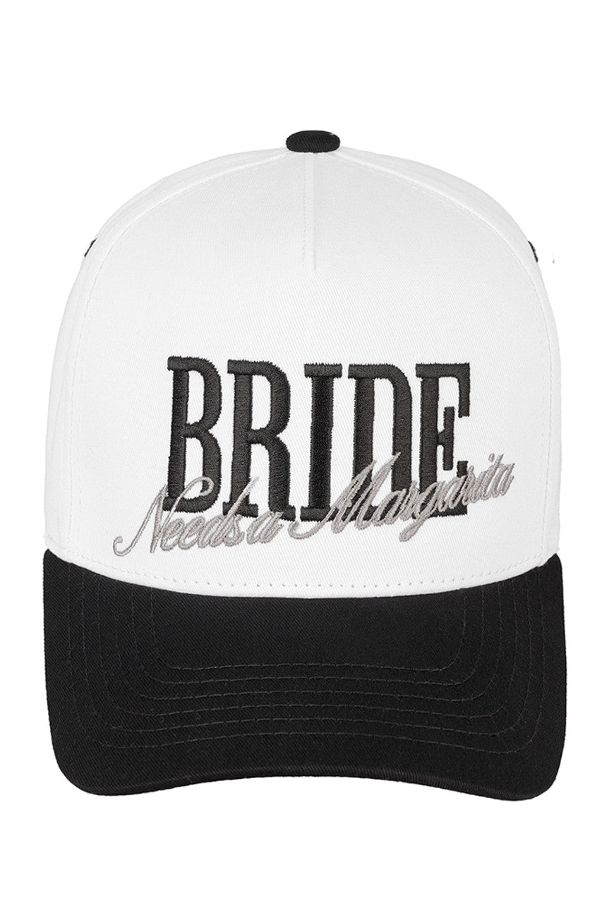 Black C.C BRIDE NEEDS A MARGARITA. Two Tone Trucker Cap combines casual style with playful charm. Featuring a classic two-tone design, this cap offers breathable mesh panels for comfort and an adjustable snapback for a perfect fit. Ideal for bridal parties or casual outings, it adds a fun, personalized touch while keeping you cool and shaded. Durable and stylish, it‚Äôs a must-have accessory for those celebrating in style.