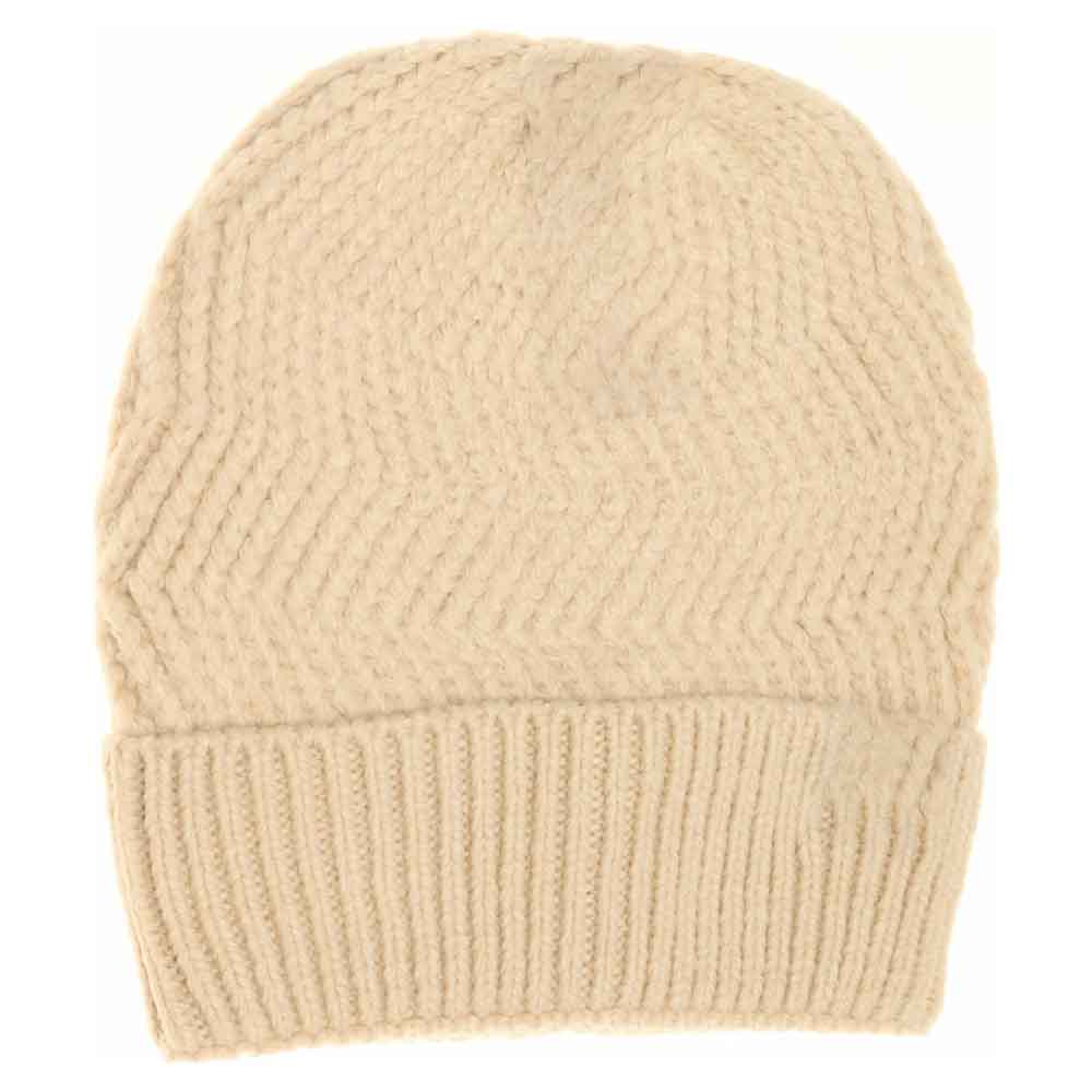 C.C Chevron Knitted Beanie With Cuff C.C Hat - Beige - Beanies