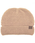 Taupe C.C Chevron Knit Beanie With Cuff & Faux Fur Pom Pom Warm Winter Hat; reach for this classic toasty hat to keep you nice n warm in the chilly winter weather, the wintry touch finish to your outfit. Perfect Gift Birthday, Christmas, Holiday, Anniversary, Stocking Stuffer, Secret Santa, Valentine's Day, Loved One, BFF