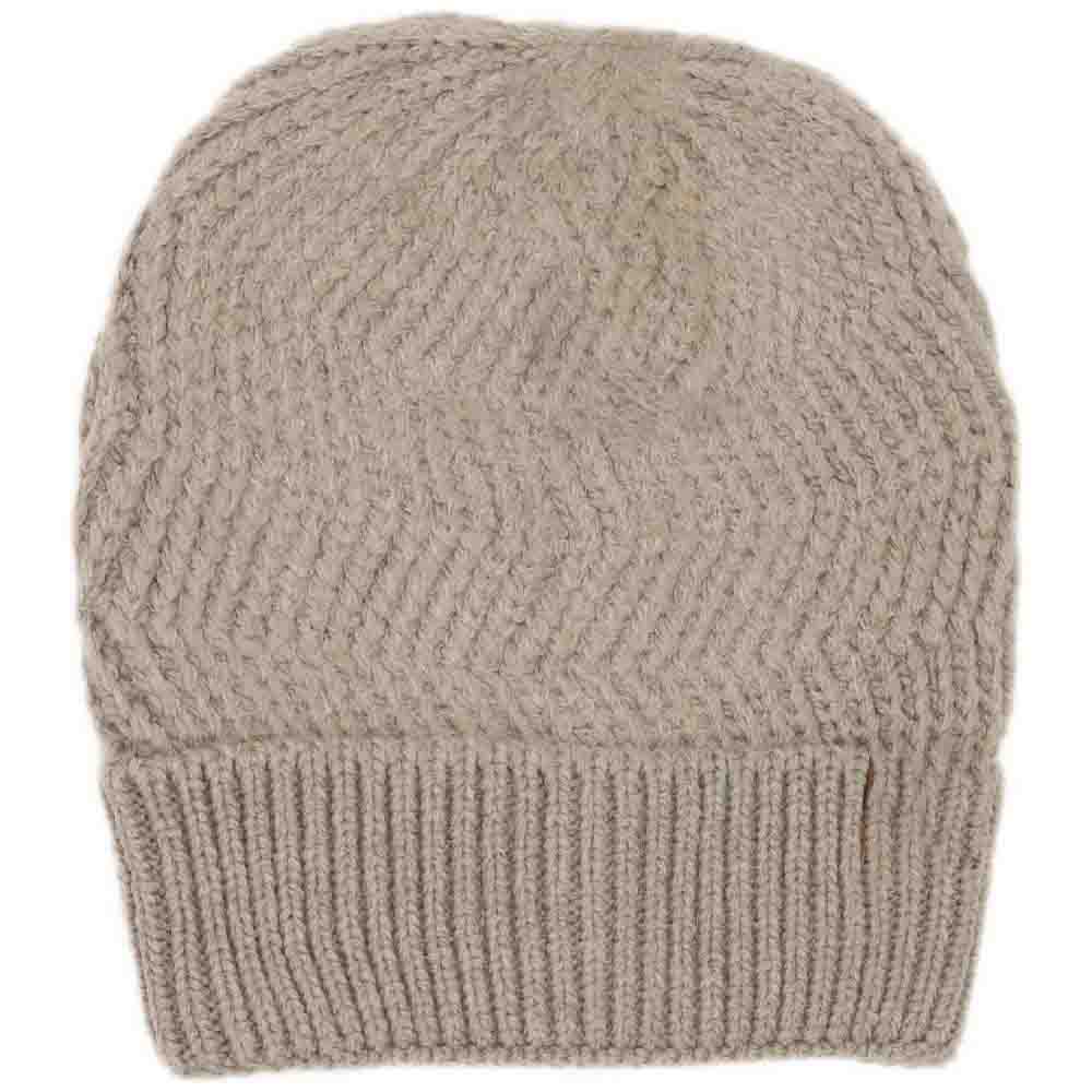 C.C Chevron Knitted Beanie With Cuff C.C Hat - Warm Gray - Beanies