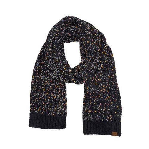 Black C.C Confetti Lightweight Speckled Knit Scarf Winter Scarf, Accent your look with this soft, highly versatile rectangular scarf, gives many options to dress up your attire, goes well with everything from jeans and a tee to work trousers and a sweater. A great wardrobe staple. Elevate your wardrobe with this special item