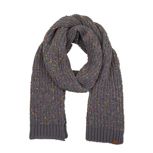 Dark Grey C.C Confetti Lightweight Speckled Knit Scarf Winter Scarf, Accent your look with this soft, highly versatile rectangular scarf, gives many options to dress up your attire, goes well with everything from jeans and a tee to work trousers and a sweater. A great wardrobe staple. Elevate your wardrobe with this special item