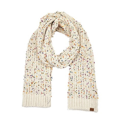 Oatmeal C.C Confetti Lightweight Speckled Knit Scarf Winter Scarf, Accent your look with this soft, highly versatile rectangular scarf, gives many options to dress up your attire, goes well with everything from jeans and a tee to work trousers and a sweater. A great wardrobe staple. Elevate your wardrobe with this special item