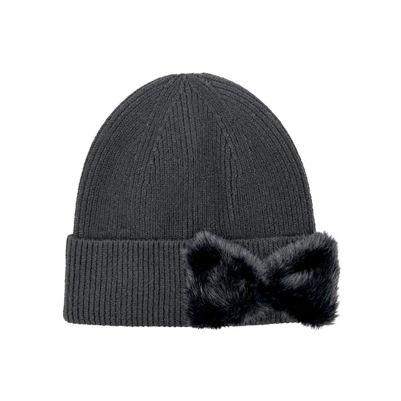 Black C.C Faux Fur Solid Bow Beanie Winter Hat merges thermal protection with refined aesthetics. Crafted with premium faux fur for exceptional insulation, this headwear features a distinctive bow accent that elevates its design profile. Engineered for consistent warmth retention while maintaining breathability, it represents the optimal balance of functional performance