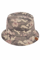 Beige C.C Floral Patterned Camo Print Reversible Shiny Rain Bucket Hat; this rain hat is snug on the head and works well to keep rain off the head, out of the eyes, and also the back of neck. Wear it to lend a modern liveliness above a raincoat on trans-seasonal days in the city. Perfect Gift for fashion-forward friend