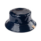 Navy C.C Kids Shiny Solid Color Reflective Enamel Detailed Rain Bucket Hat; this rain hat is snug on the head and works well to keep rain off the head, out of the eyes, and also the back of the neck. Wear it to lend a modern liveliness above a raincoat on trans-seasonal days in the city. Perfect Gift for that fashion-forward friend