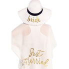 White C.C "Just Married" Beach Cover Up; Beach, Poolside chic made easy with this lightweight short sleeve Cover Up featuring relaxed silhouette, great over swimsuits or favorite blouse & slacks, Perfect Birthday Gift, Anniversary Gift, Bridal Party, Wedding Party, Bachelorette, Bride, Honeymoon, Beachwear, Comfy Cover Up
