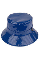 Royal C.C Brand Shiny Solid Color Reflective Enamel Detailed Rain Bucket Hat; this rain hat is snug on the head and works well to keep rain off the head, out of eyes, and also the back of the neck. Wear it to lend a modern liveliness above a raincoat on trans-seasonal days in the city. Perfect Gift for fashion-forward friend