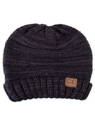 Black C.C Slouchy Two-Tone Detailed Knitted Beanie Comfy Warm Winter Hat; reach for this classic toasty hat to keep you nice n warm in the chilly winter weather, the wintry touch finish to your outfit. Perfect Gift Birthday, Christmas, Holiday, Anniversary, Stocking Stuffer, Secret Santa, Valentine's Day, Loved One, BFF