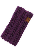 C.C Solid Ribbed Ponytail Headband Ear Warmer Earmuff - Purple - Earmuffs