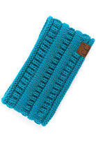 C.C Solid Ribbed Ponytail Headband Ear Warmer Earmuff - Teal - Earmuffs