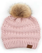 Rose C.C Decorative Tilted Whip Stitch Slouch Beanie Fur Pom Pom Winter Hat; reach for this classic toasty hat to keep you nice n warm in the chilly winter weather, the wintry touch finish to your outfit. Perfect Gift Birthday, Christmas, Holiday, Anniversary, Stocking Stuffer, Secret Santa, Valentine's Day, Loved One, BFF