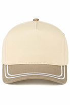 Beige This C.C Two Tone with Retro Stripe Cotton Trucker Cap is the definition of understated cool. Crafted from breathable canvas with a structured crown and curved brim, it‚Äôs the perfect throw-on-and-go hat for everyday errands, long drives, or laid-back weekends. The two-tone color block design adds a modern twist, while the adjustable snapback ensures all-day comfort and fit.
