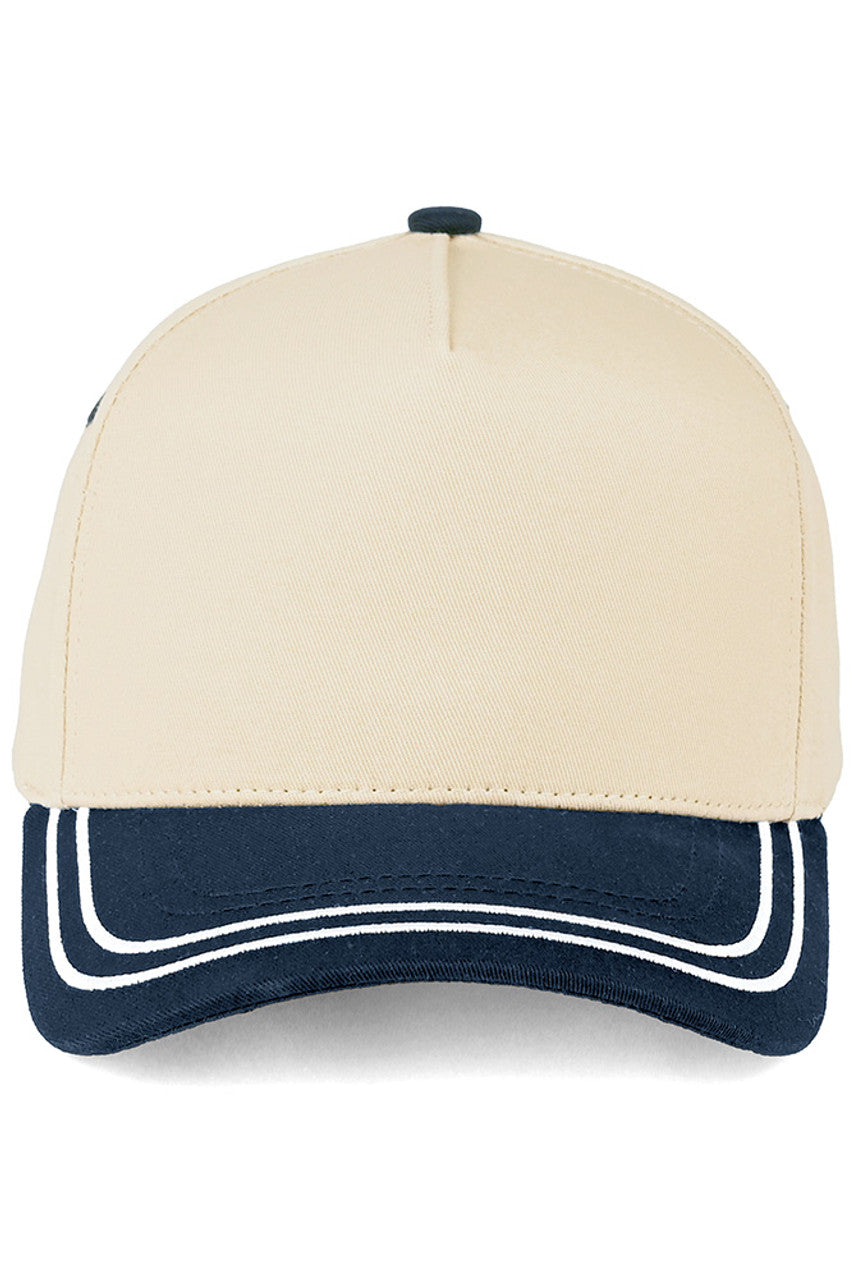 C.C Two Tone with Retro Stripe Cotton Trucker Cap - Navy - Trucker Hat Baseball Cap