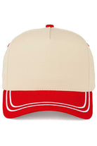 Red This C.C Two Tone with Retro Stripe Cotton Trucker Cap is the definition of understated cool. Crafted from breathable canvas with a structured crown and curved brim, it‚Äôs the perfect throw-on-and-go hat for everyday errands, long drives, or laid-back weekends. The two-tone color block design adds a modern twist, while the adjustable snapback ensures all-day comfort and fit.