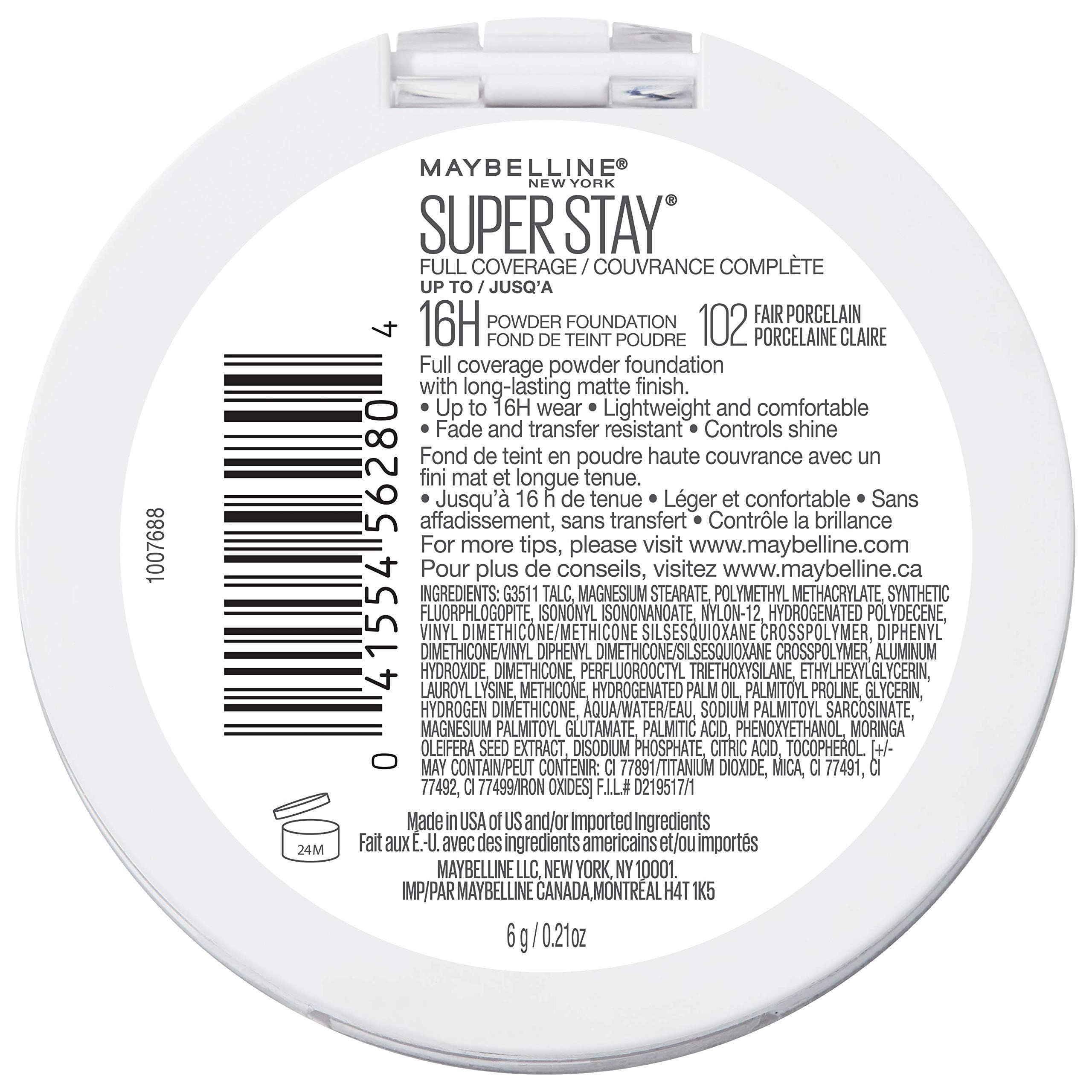 Maybelline Super Stay Full Coverage Powder Foundation Makeup Up to 16 Hour Wear Soft Creamy Matte 1 Count - Charming Charlie
