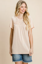 Cotton Bleu by Nu Label Eyelet Round Neck Short Sleeve T-Shirt - Charming Charlie