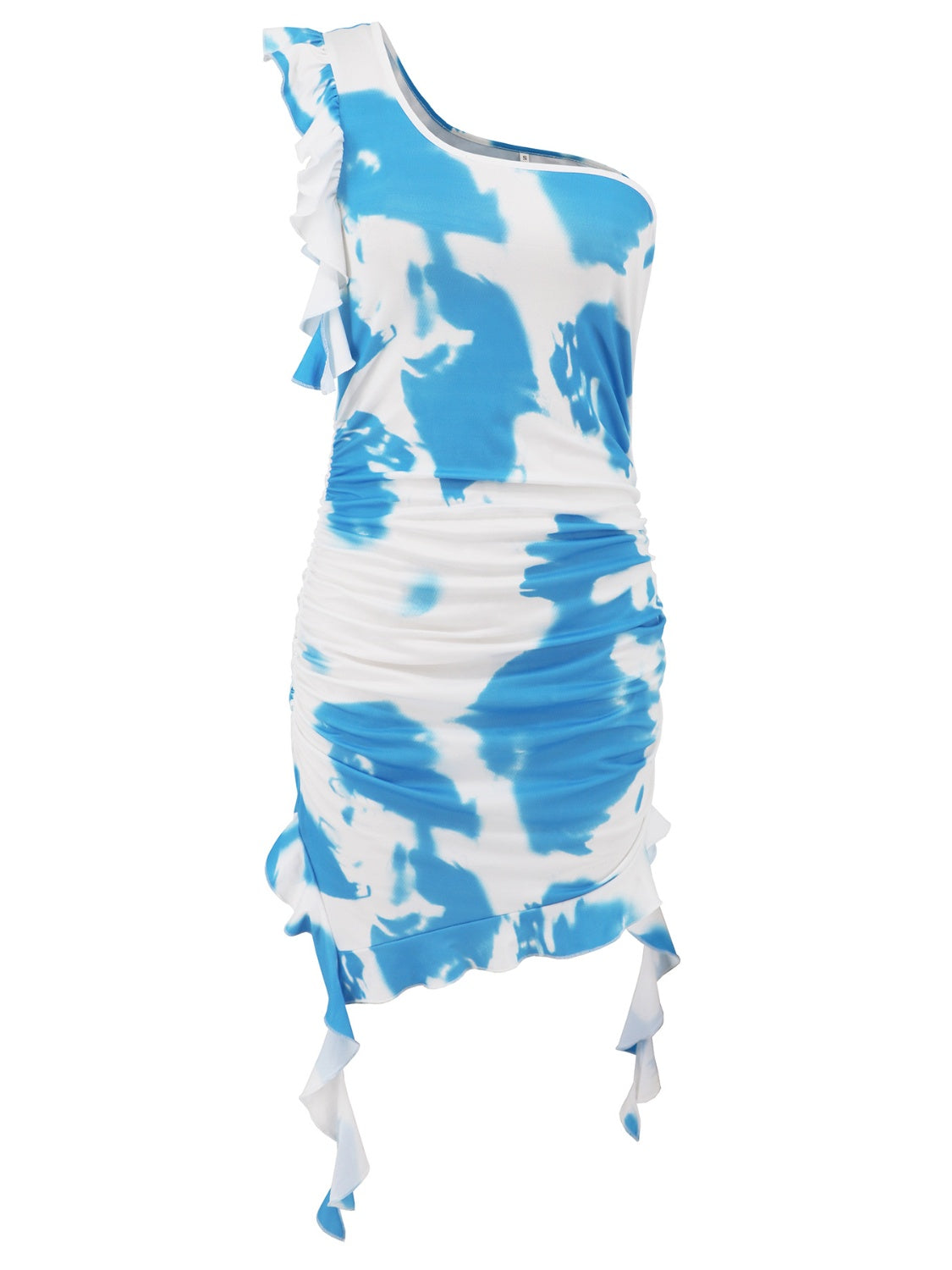 Ruffled Tie-Dye Single Shoulder Mini Dress โ Charming Charlie