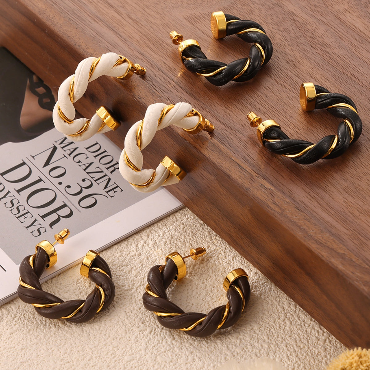 Twisted Leather Rope C-Hoop Earrings – Charming Charlie