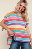 Feeling Bold Multicolor Stripe Dolman Bow Tie Sleeve Top - Charming Charlie