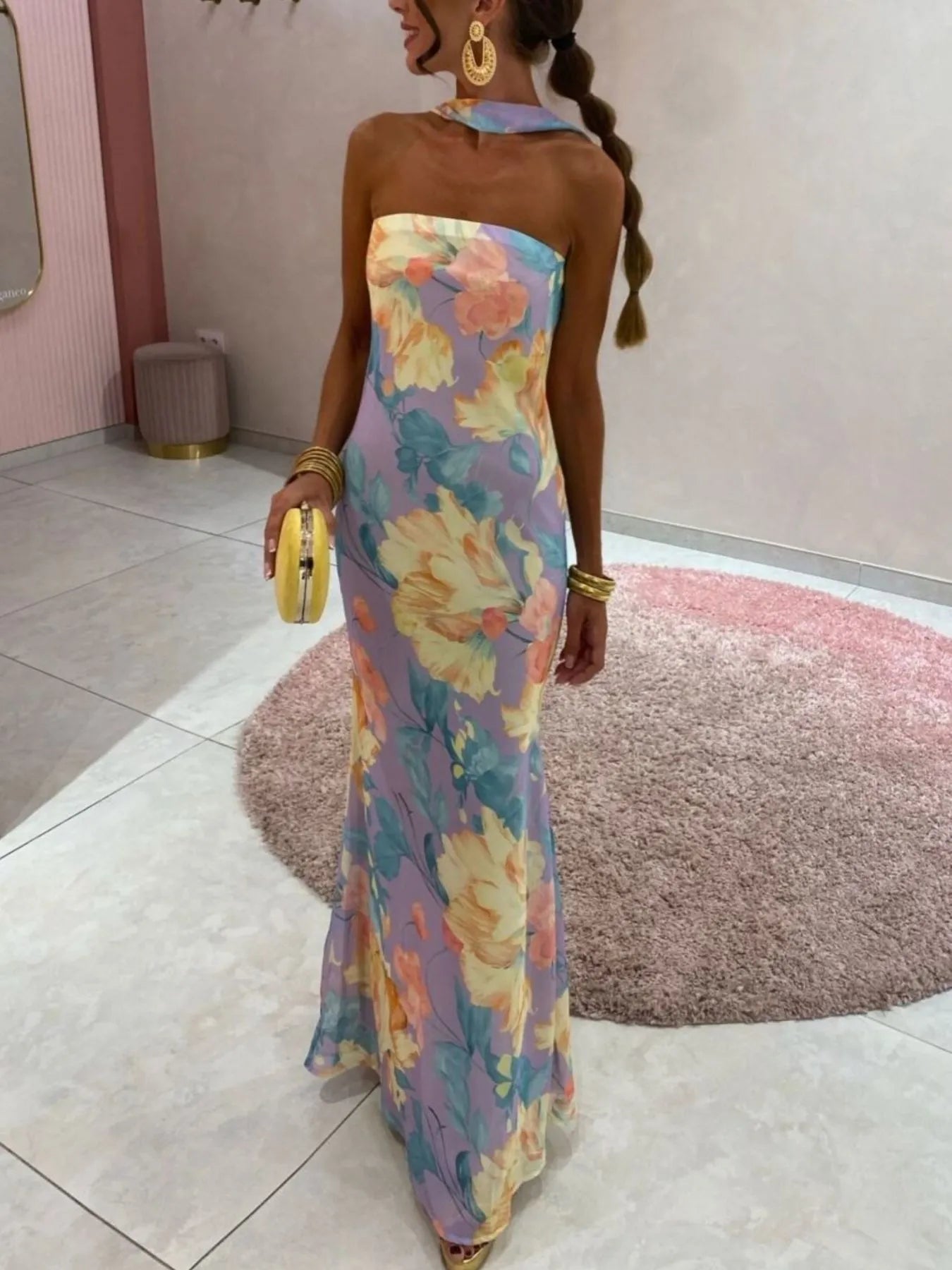 tube maxi dresses Printed Tube Maxi Dress Multicolor / L