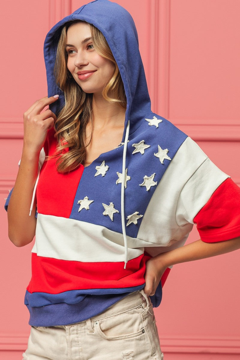 BiBi American Flag Low Gauge Knit Cardigan