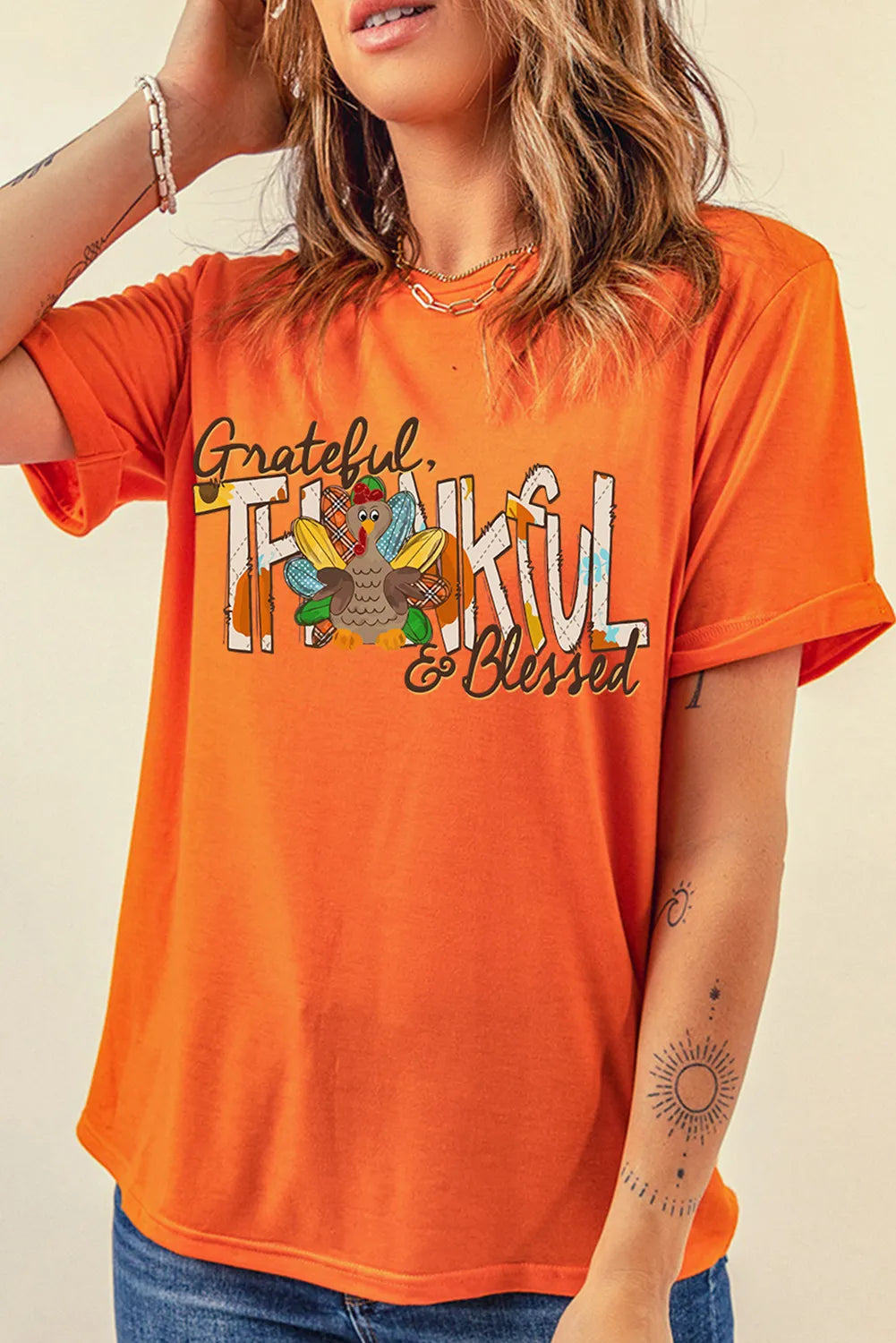 Graphic Round Neck Short Sleeve T-Shirt - Charming Charlie