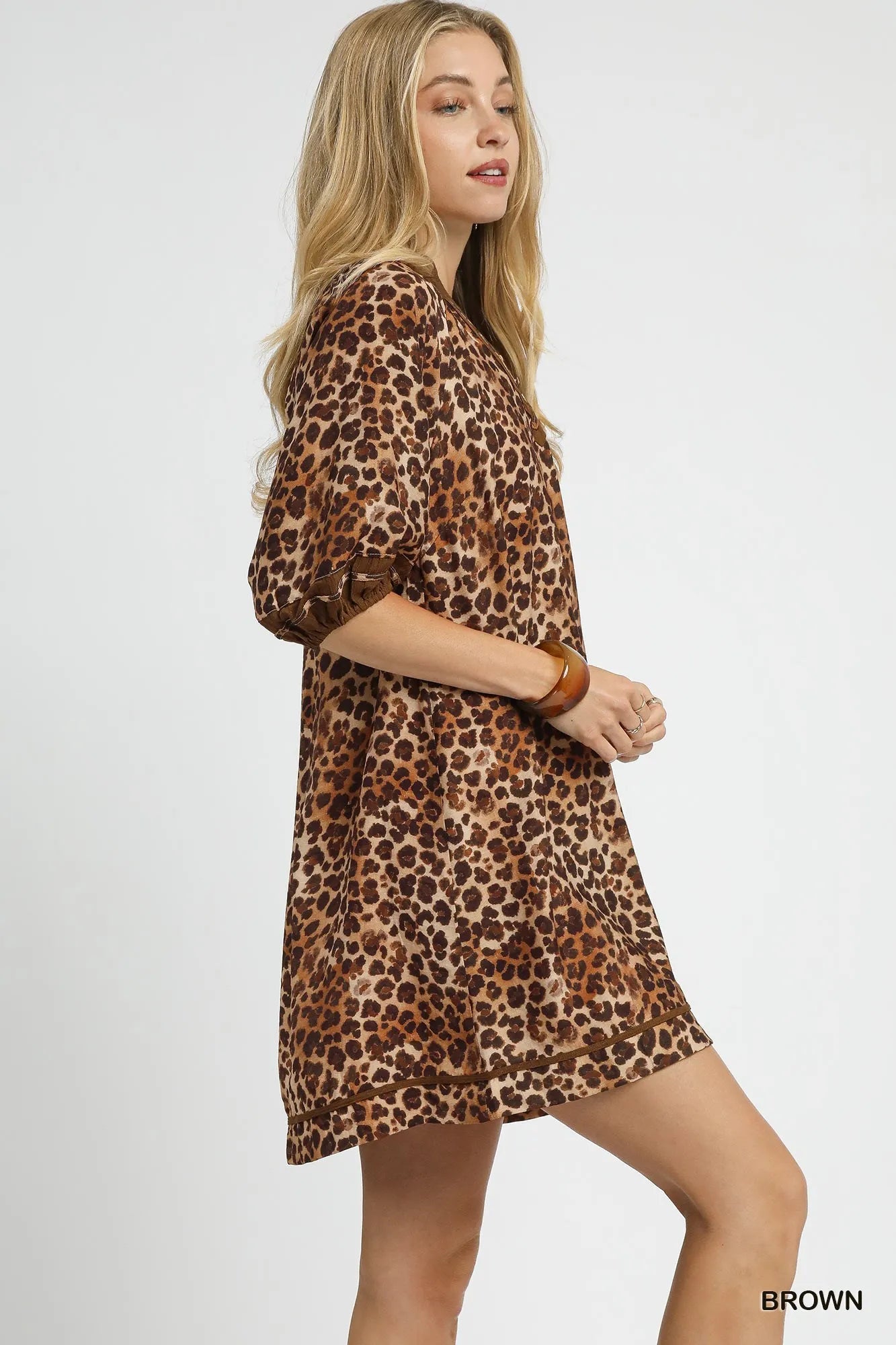 Umgee Full Size Leopard Print Mini Dress with Contrast Trim Plus Size –  Charming Charlie