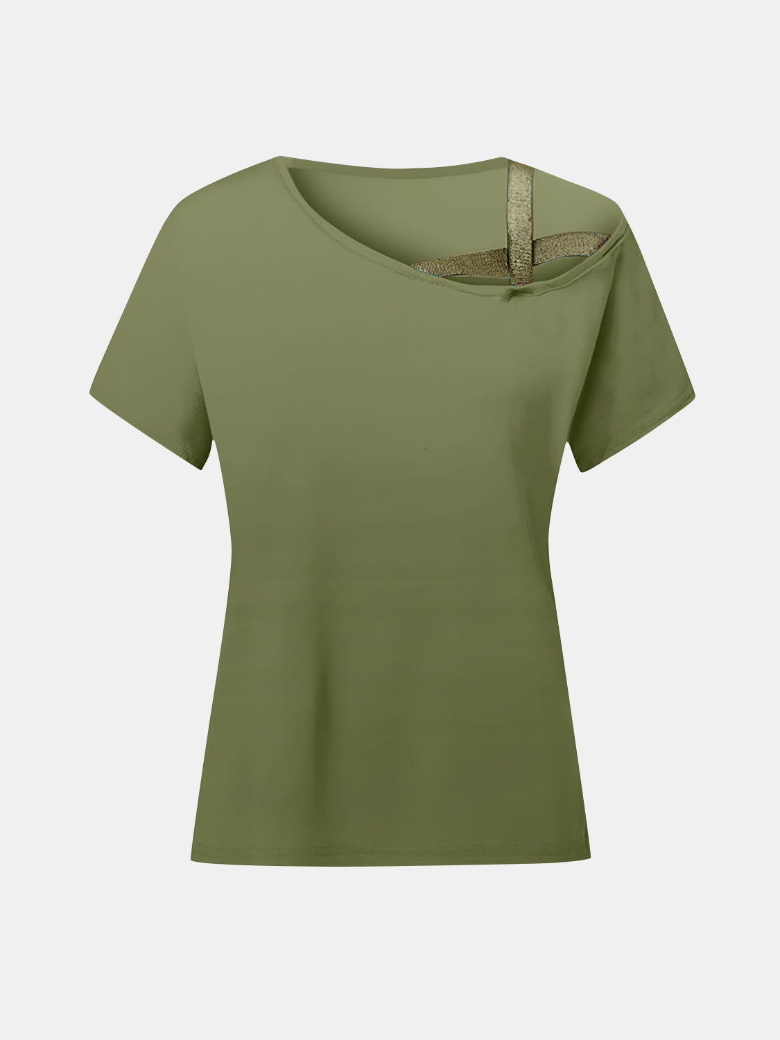 トップス DIANTE ASYMMETRY NECK HALF SLEEVE TOPS Asymmetrical Neck Short Sleeve T-Shirt – Charming Charlie