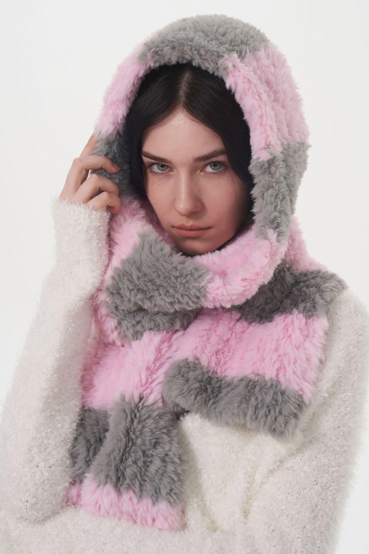 Fuzzy Contrast Striped Scarf – Charming Charlie