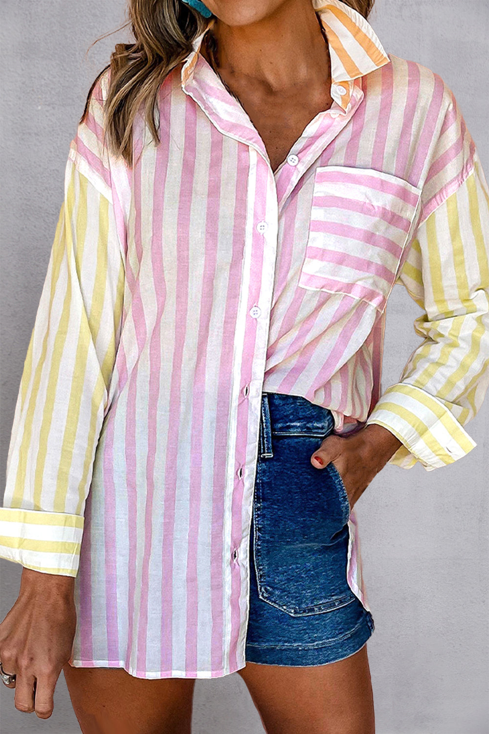 Striped Button Up Long Sleeve Shirt - Charming Charlie