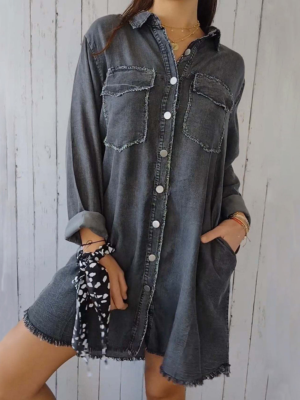 Raw Hem Button Slim Knit Top main image 0