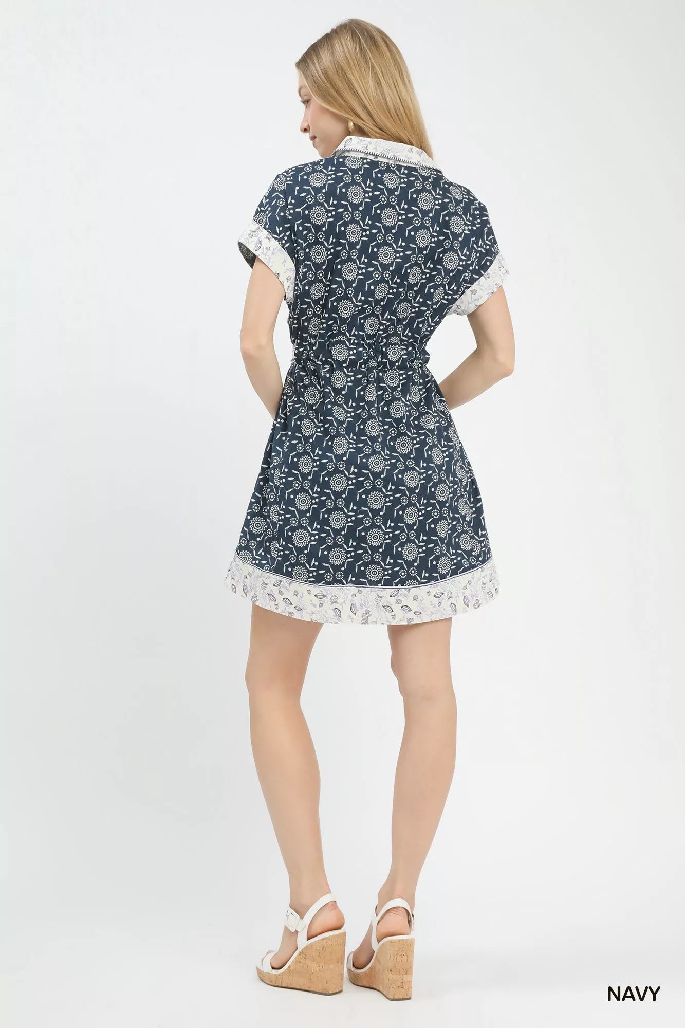 Umgee Border Print Belted Shirt Dress  Charming Charlie