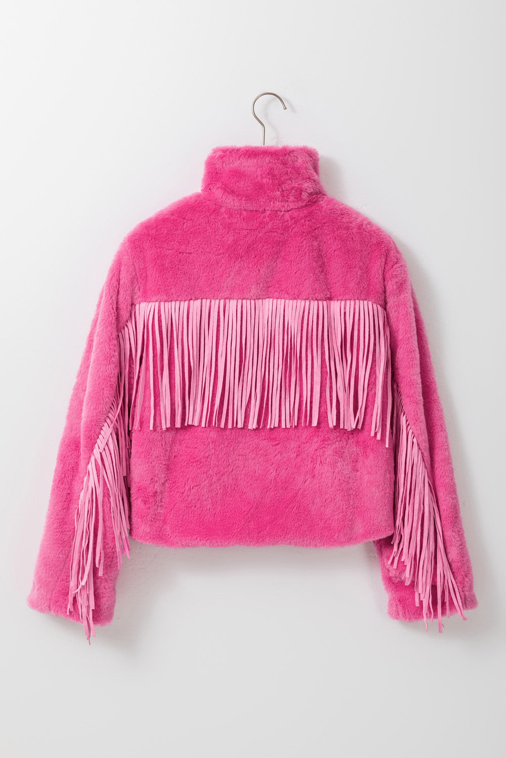 Fringed Zip Up Fleece Jacket - Charming Charlie