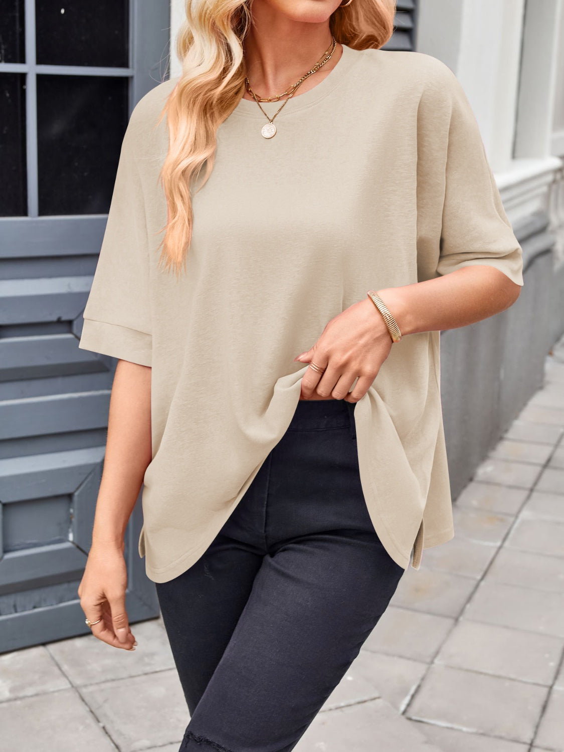 Lovelet Round Neck Half Sleeve T-Shirt - Charming Charlie