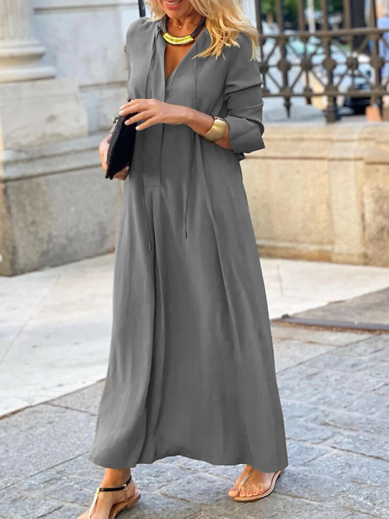 Full Size Solid Color Maxi Shirt Dress Plus Size – Charming Charlie