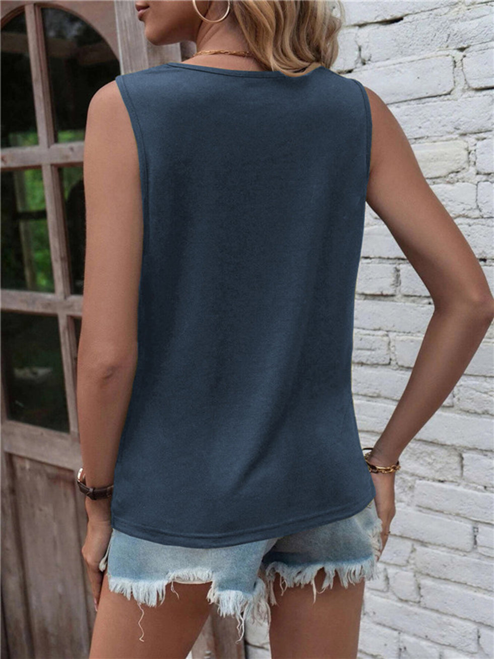 Tied Front Round Neck Tank