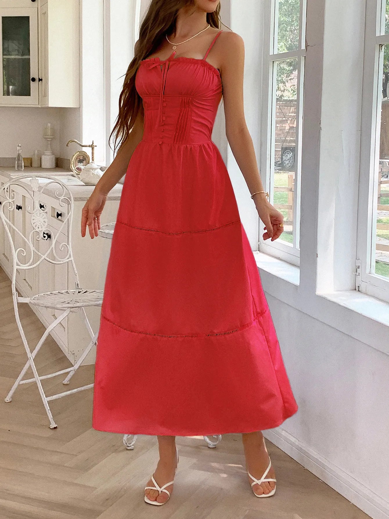 Smocked Back Tie Front Cami Dress Charming Charlie Smocked Back Tie Front Cami Dress Charming Charlie