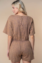 White Birch Full Size Short Sleeve Drawstring Romper - Charming Charlie