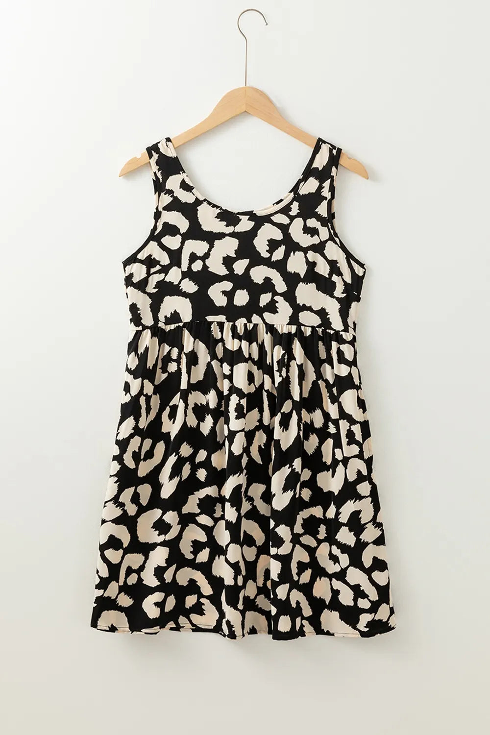 summer animal print dress mini Leopard Print Sleeveless Summer Mini Dress Black / S