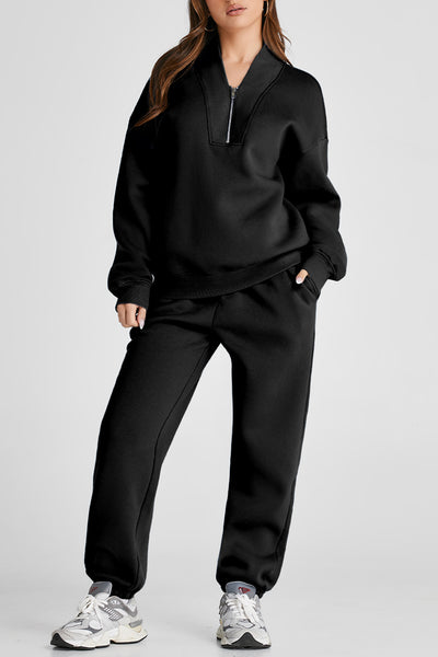 Quarter Zip Long Sleeve Top and Pants Set – Charming Charlie