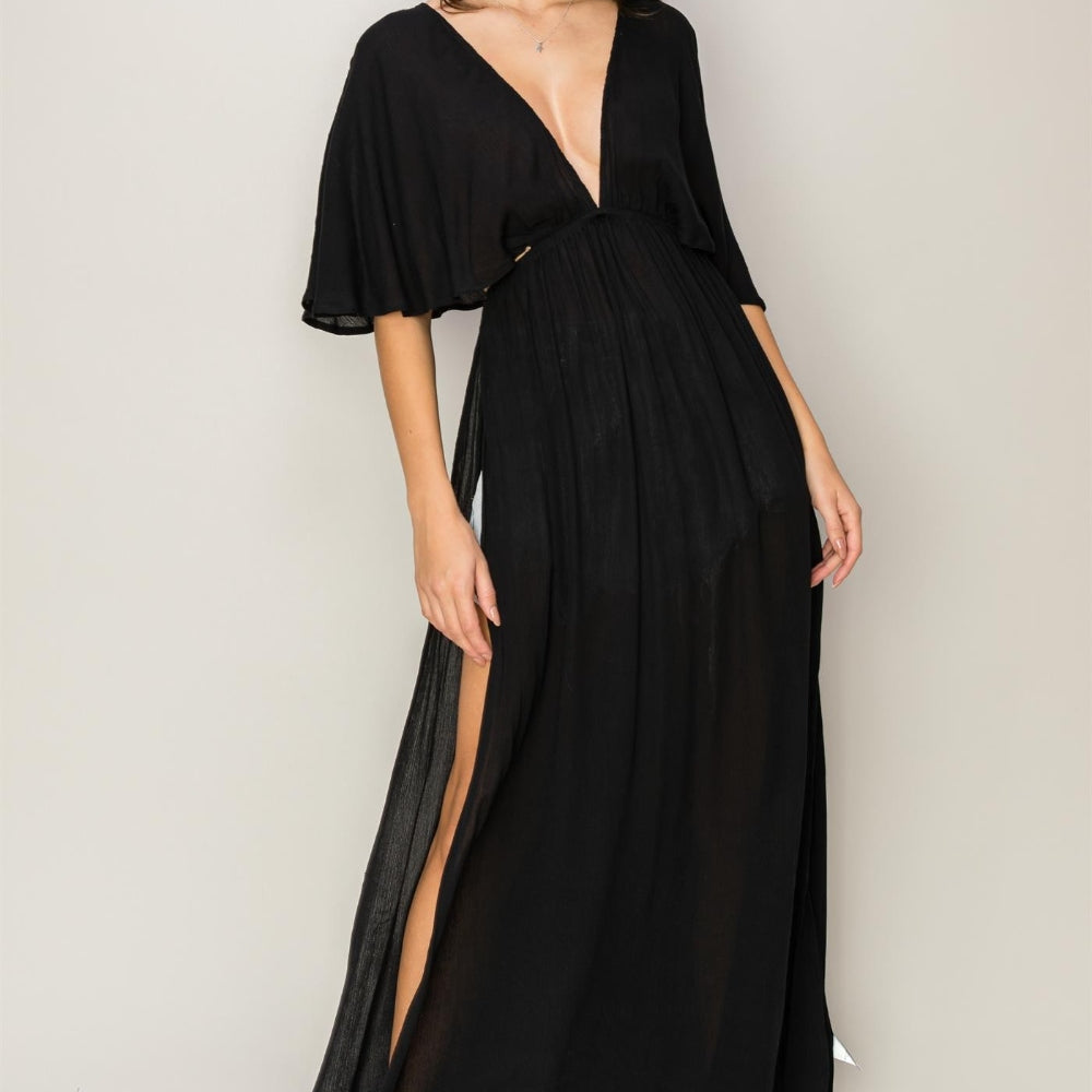 HYFVE Tie Back Maxi Split Cover Up Dress Charming Charlie HYFVE Tie Back Maxi Split Cover Up Dress Charming Charlie