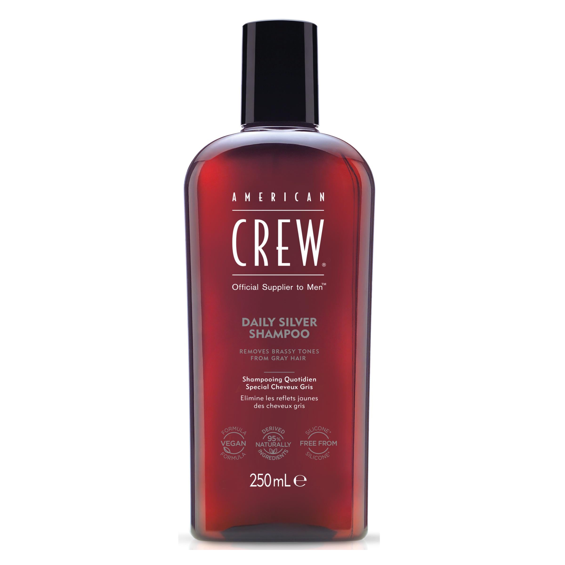 American Crew Men's Shampoo, Daily Silver, Removes Brassy Tones, Naturally Derived, Vegan Formula, 8.4 Fl Oz - Charming Charlie