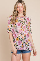 BOMBOM Floral Round Neck T-Shirt - Charming Charlie
