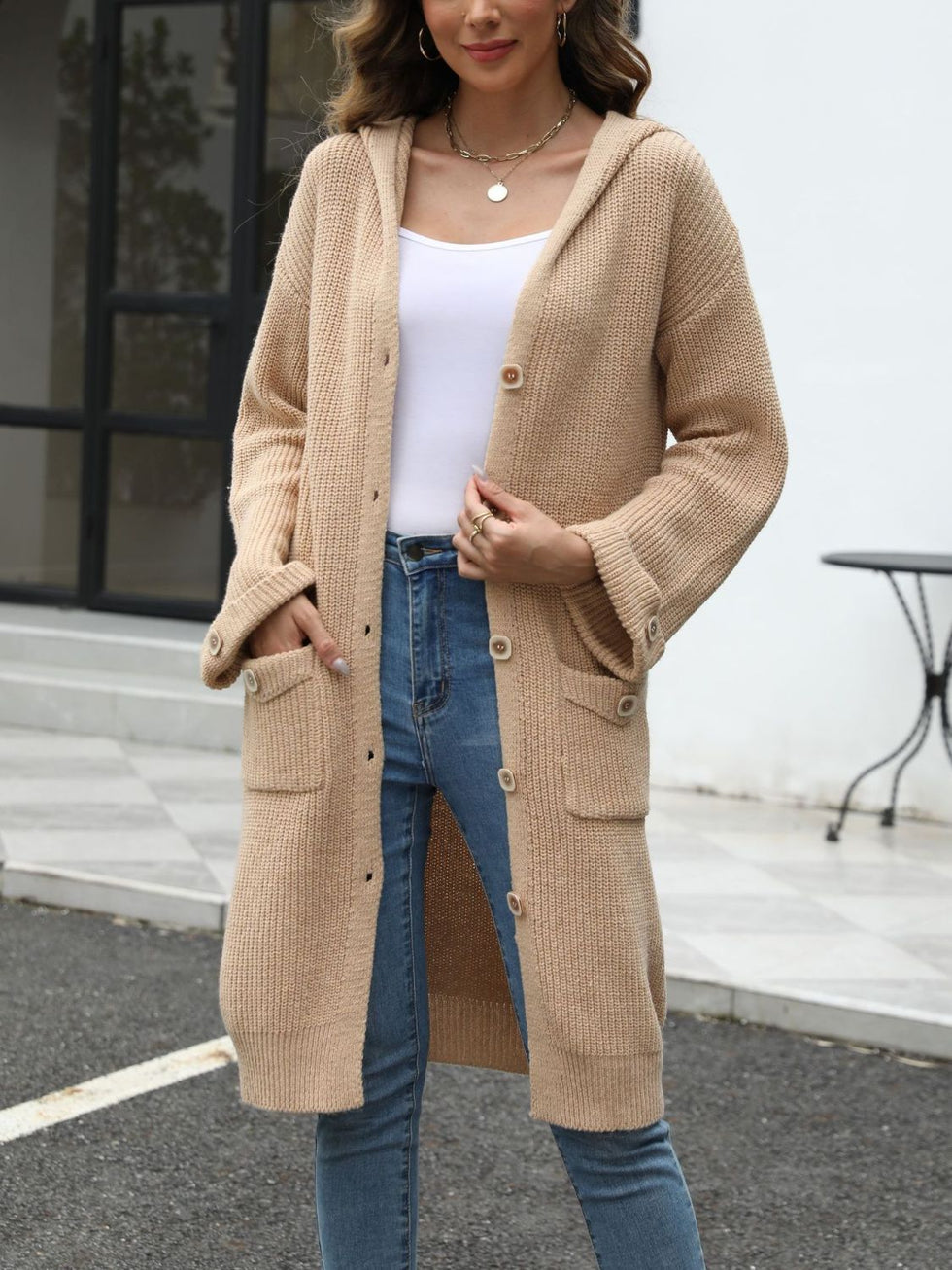 Pocketed Long Sleeve Cardigan
