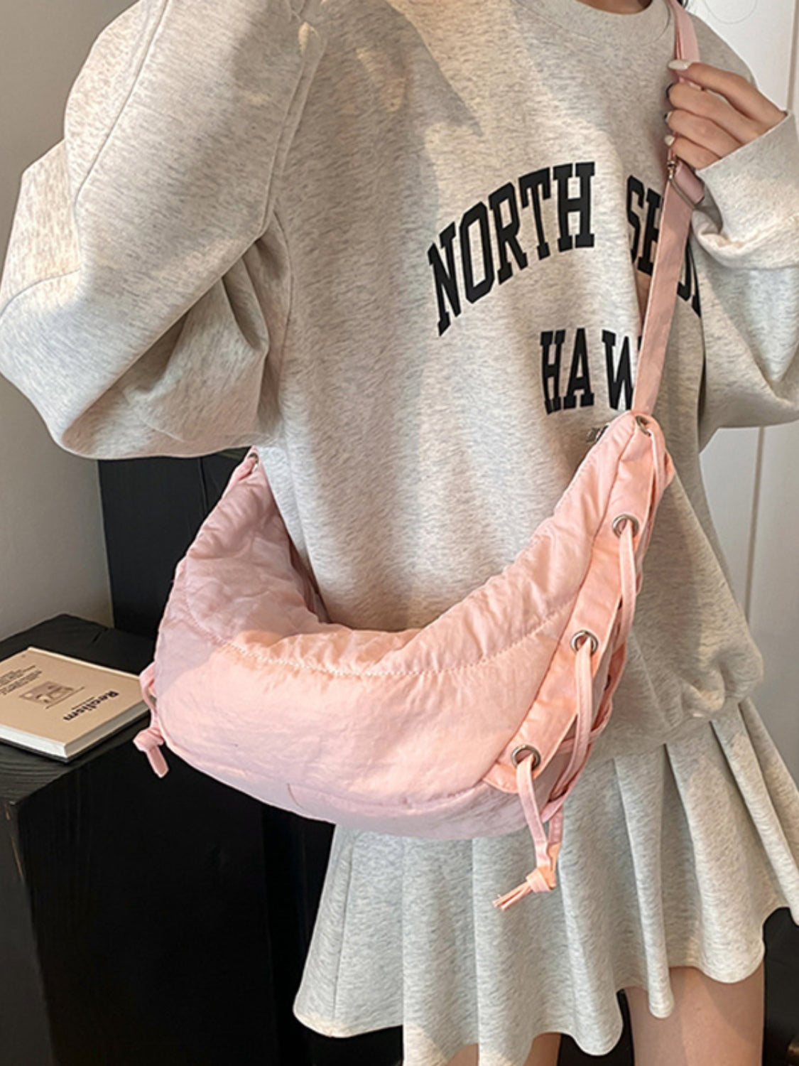 Lace-Up Polyester Crossbody Bag – Charming Charlie