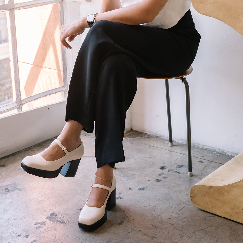 Matilda Platform Heel in Bone - Charming Charlie
