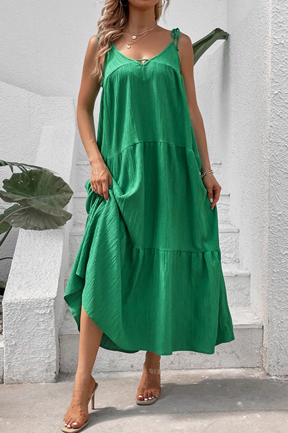 Tie-Shoulder Tiered Maxi Dress - Charming Charlie