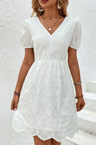 Tied V-Neck Short Sleeve Mini Dress - Charming Charlie